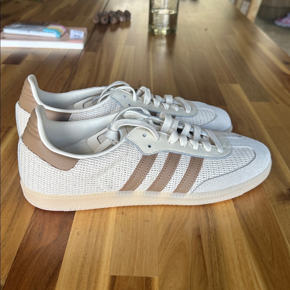 Adidas Cream and White crochet Samba Sneakers men’s 9.5